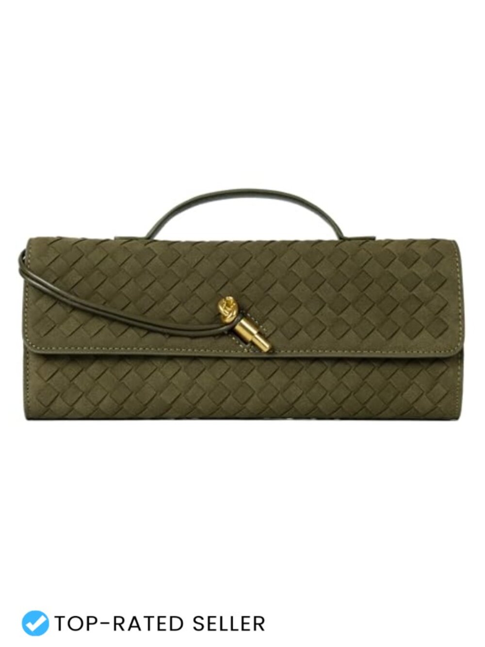 Woven Suede Vegan Leather Evening Clutch with Adjustable Crossbody Strap